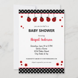 Invitación a Baby Shower de Cute Ladybug Polka Dot