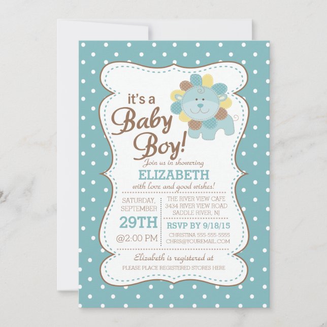 Invitación a Baby Shower de Cute Lion Jungle Safar (Anverso)
