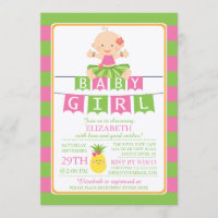 Invitación a Baby Shower de Cute Luau Hula Chica