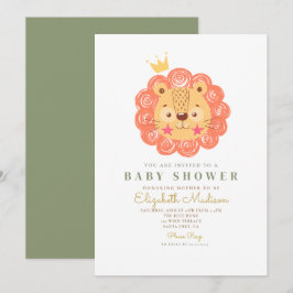 Invitación a Baby Shower de Cute Naranja Lion King