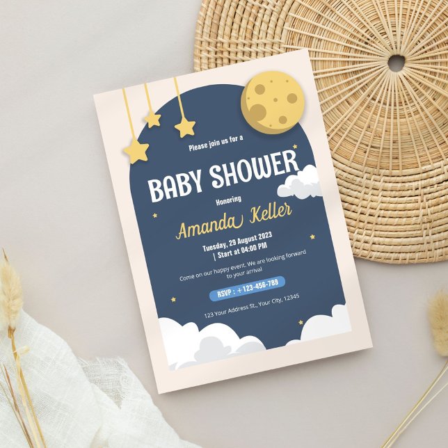 Invitación a Baby Shower de Cute Night Sky (Subido por el creador)