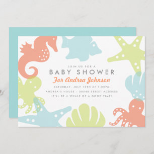 Invitación a Baby Shower de Cute Ocean Critters