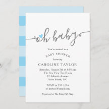 Invitación a Baby Shower de Cute Oh Baby Blue Hear