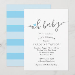 Invitación a Baby Shower de Cute Oh Baby Blue Hear