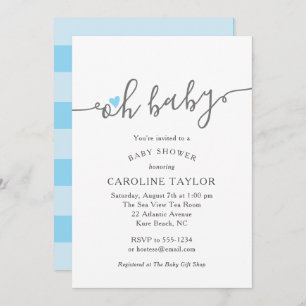 Invitación a Baby Shower de Cute Oh Baby Blue Hear