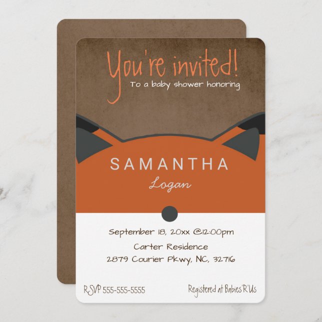 Invitación a Baby Shower de Cute Otumn (Anverso / Reverso)