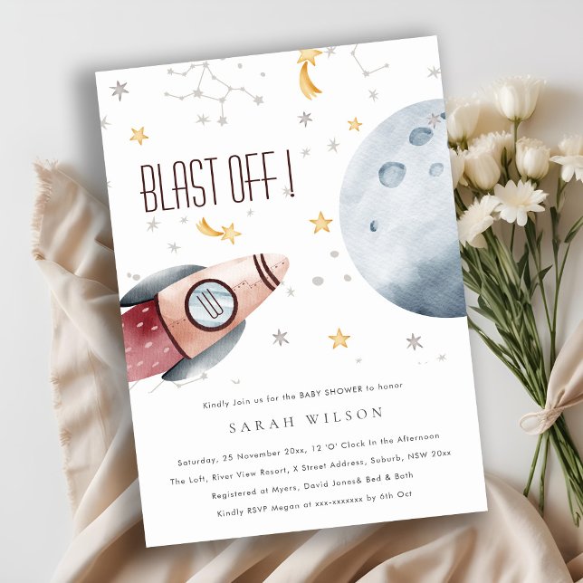 Invitación a Baby Shower de Cute Outer Space Starr (Subido por el creador)