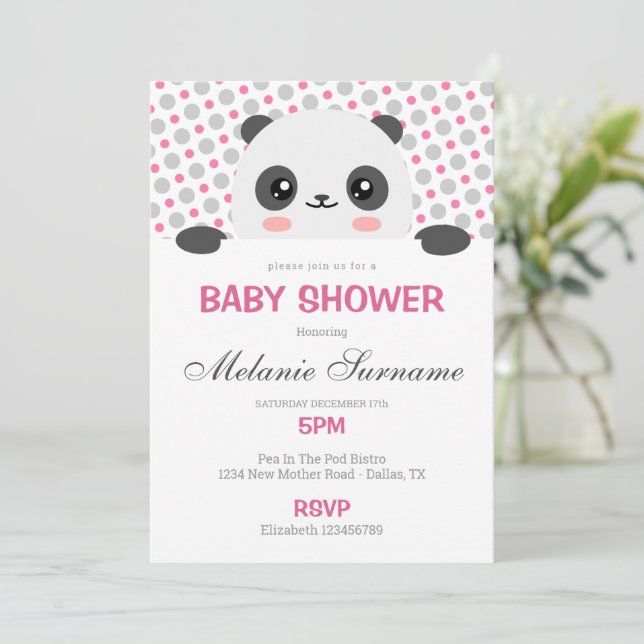 Invitación a Baby Shower de Cute Panda (Anverso de pie)
