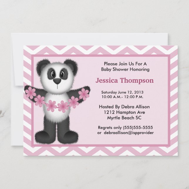 Invitación a Baby Shower de Cute Panda Bear (Anverso)