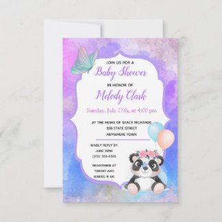 Invitación a Baby Shower de Cute Panda Bear Waterc