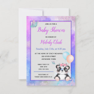 Invitación a Baby Shower de Cute Panda Bear Waterc