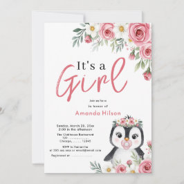 Invitación a Baby Shower de Cute Penguin