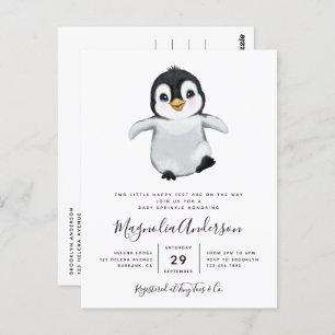 Invitación a Baby Shower de Cute Penguin