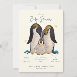 Invitación a Baby Shower de Cute Pinguin Watercolo