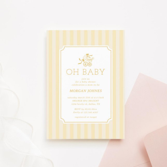 Invitación a Baby Shower de Cute Preppy Baby Strol (Subido por el creador)