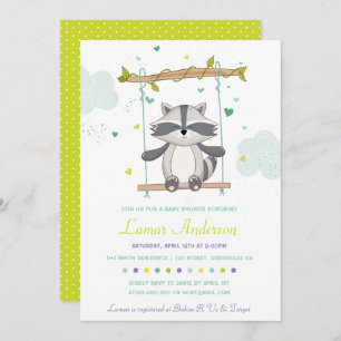 Invitación a Baby Shower de Cute Raccoon