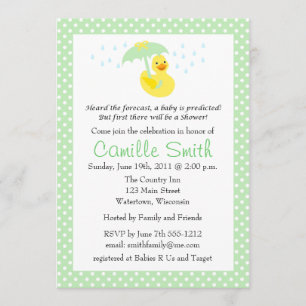 Invitación a Baby Shower de Cute Rubber Ducky