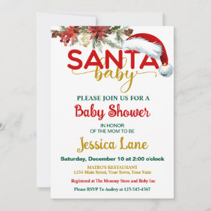 Invitación a Baby Shower de Cute Santa Baby Diciem