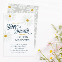 Invitación a Baby Shower de Cute Scandi Daisy