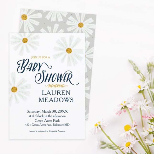 Invitación a Baby Shower de Cute Scandi Daisy (Subido por el creador)