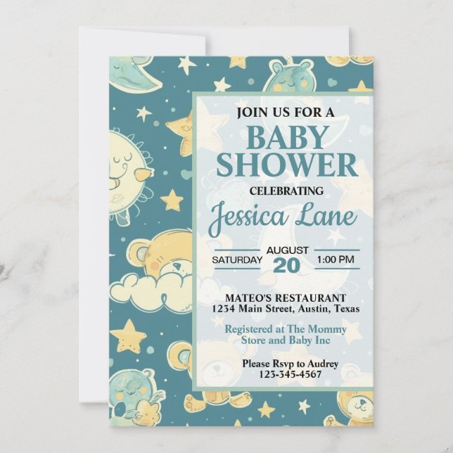 Invitación a Baby Shower de Cute Teddy Bear (Anverso)