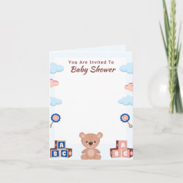 Invitación a Baby Shower de Cute Teddy Bear