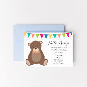 Invitación a Baby Shower de Cute Teddy Bear
