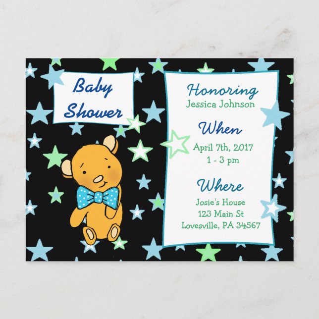 Invitación a Baby Shower de Cute Teddy Bear (Anverso)