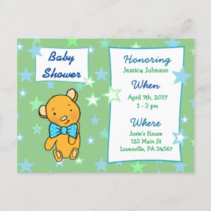 Invitación a Baby Shower de Cute Teddy Bear