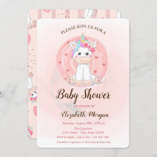 Invitación a Baby Shower de Cute Unicorn