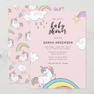 Invitación a Baby Shower de Cute Unicorn Doodle