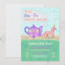 Invitación a Baby Shower de Cute Unicorn Tea Fiest