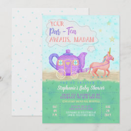 Invitación a Baby Shower de Cute Unicorn Tea Fiest