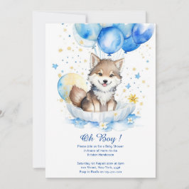 Invitación a Baby Shower de Cute Wolf Watercolor B