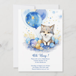 Invitación a Baby Shower de Cute Wolf Watercolor B