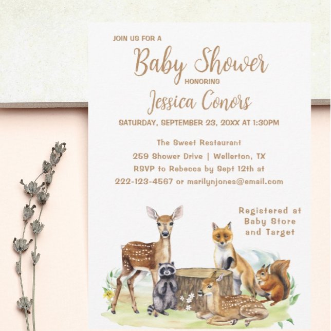 Invitación a Baby Shower de Cute Woodland Forest (Subido por el creador)