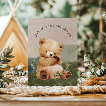 Invitación a Baby Shower de Cutie Baby Bear Waterc