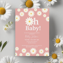 Invitación a Baby Shower de Daisy Floral Pink Bohe