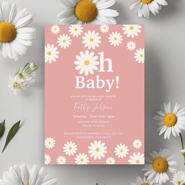 Invitación a Baby Shower de Daisy Floral Pink Bohe (Subido por el creador)