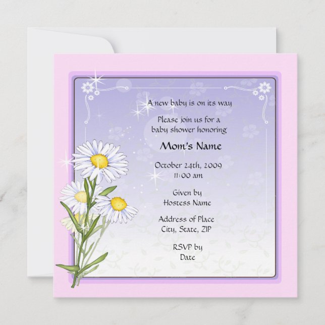 Invitación a Baby Shower de Daisy Flower (Anverso)