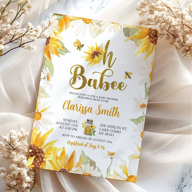 Invitación a Baby Shower de Daisy Sunflower Summer (Subido por el creador)