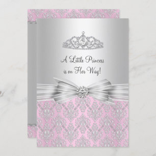 Invitación a Baby Shower de damask Little Princess