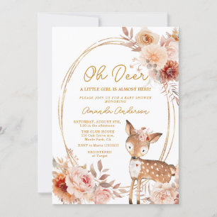 Invitación a Baby Shower de Deer Beige Floral