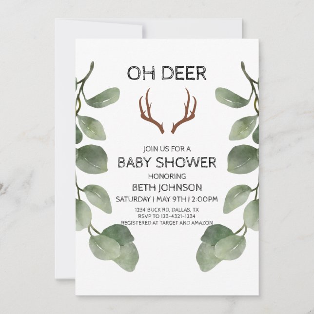 Invitación a Baby Shower de Deer Lumberjack (Anverso)