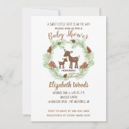 Invitación a Baby Shower de Deer Woodland Pine For