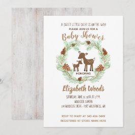 Invitación a Baby Shower de Deer Woodland Pine For