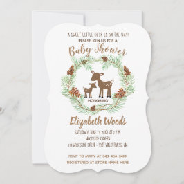 Invitación a Baby Shower de Deer Woodland Pine For