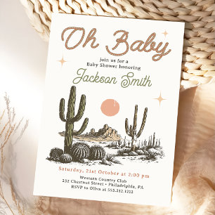 Invitación a Baby Shower de Deert Western Cowboy