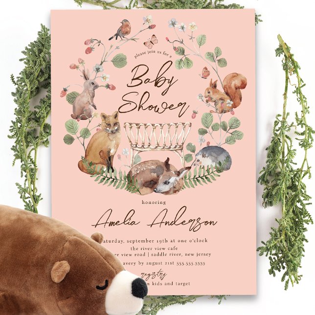 Invitación a Baby Shower de Delightful Woodland An (Subido por el creador)