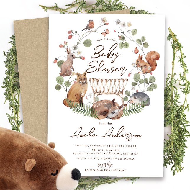 Invitación a Baby Shower de Delightful Woodland An (Subido por el creador)